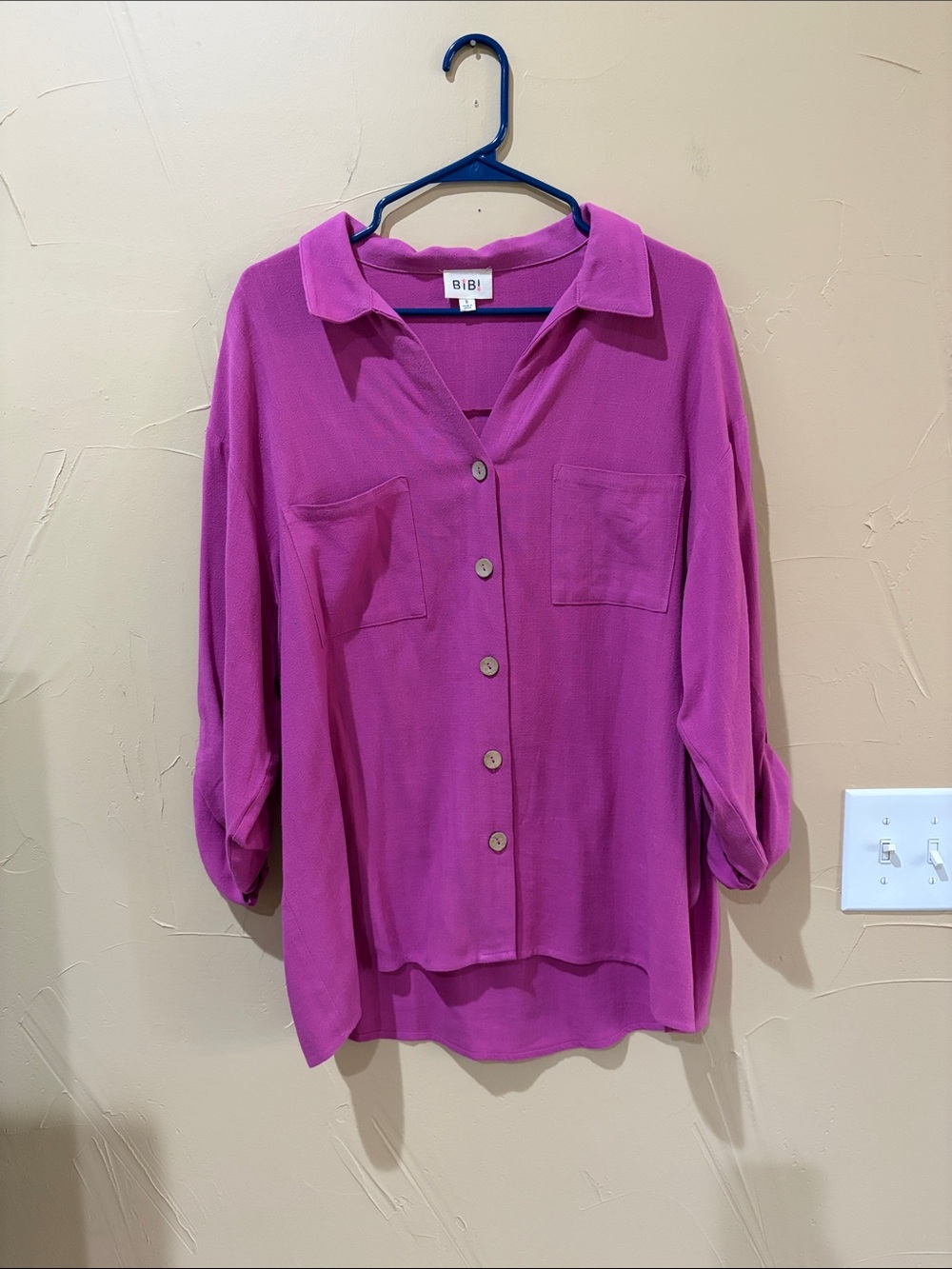 BiBi Magenta Button-Down Collared Shirt